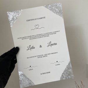 Certificat Amitié Minimalist