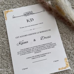Certificat Mariage